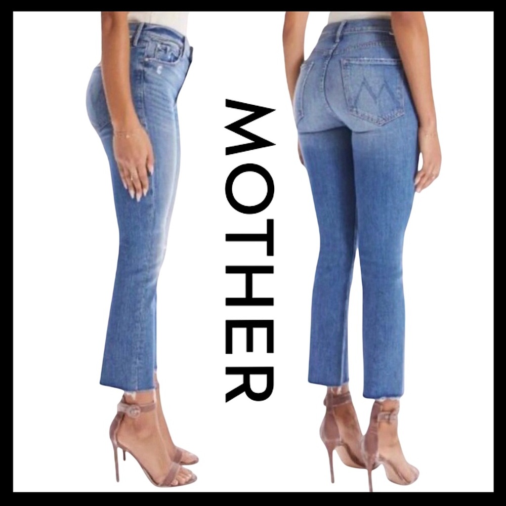 MOTHER The Rascal Crop Fray Premium Los Angeles Denim (Hop On Hop Off) Size (25)